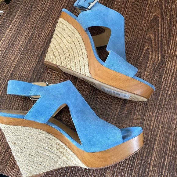 Michael Kors Josephine Blue Suede Platform Wedge - Picture 6 of 13